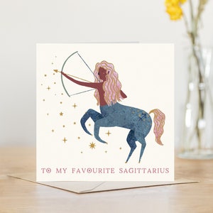 Sagittarius star sign zodiac card Sagittarius birthday card for her horoscope birthday female birthday astrology birthday horoscope image 1