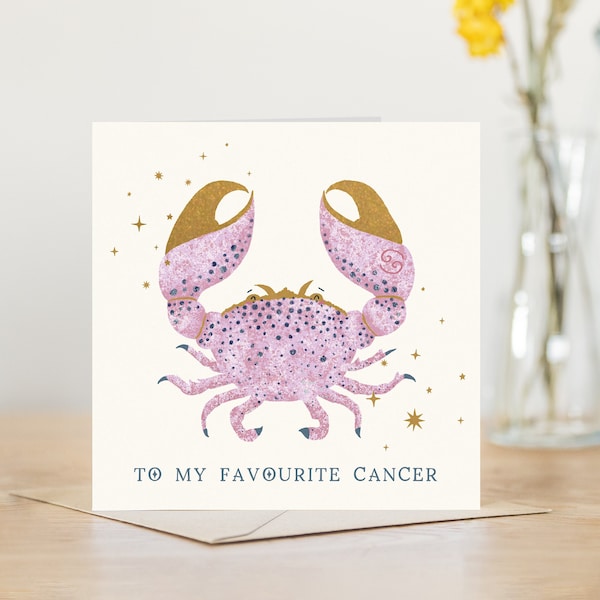 Cancer star sign zodiac card | Cancer birthday card for her | horoscope birthday | female birthday card | astrology birthday horoscope