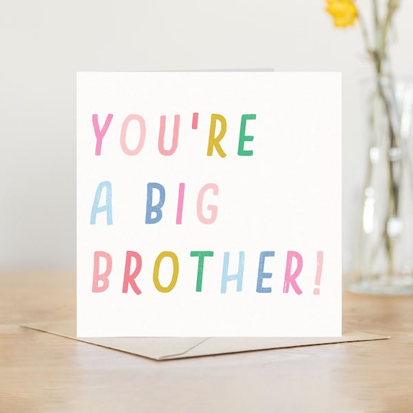 Big brother newborn baby announcement card | new baby colourful card to go with gift | fabulous amazing best big brother card