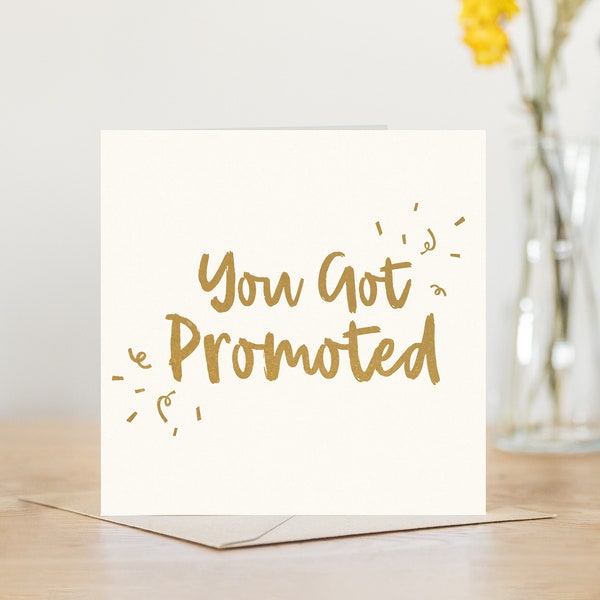 Cream and gold new promotion card  promotion well done | new promotion cards for special promotion | fun special greeting card