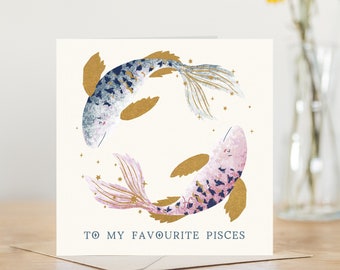 Pisces star sign zodiac card | Pisces birthday card for her | horoscope birthday | female birthday card | astrology birthday horoscope