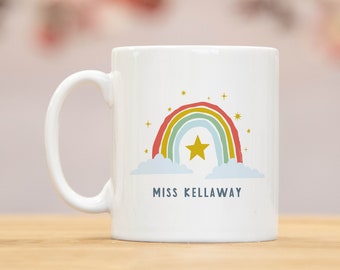 Teacher present rainbow or star personalised mug | teacher thank you personalized gift | teacher gift custom teacher mug | best teacher mug