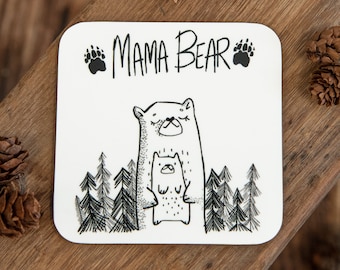 Mama Bear Coaster, Mother's Day Mug Gift, Tea Coffee Lover Mum Gifts, Mummy Bear, Gifts for Her, Present from Daughter or Son, COASTER001