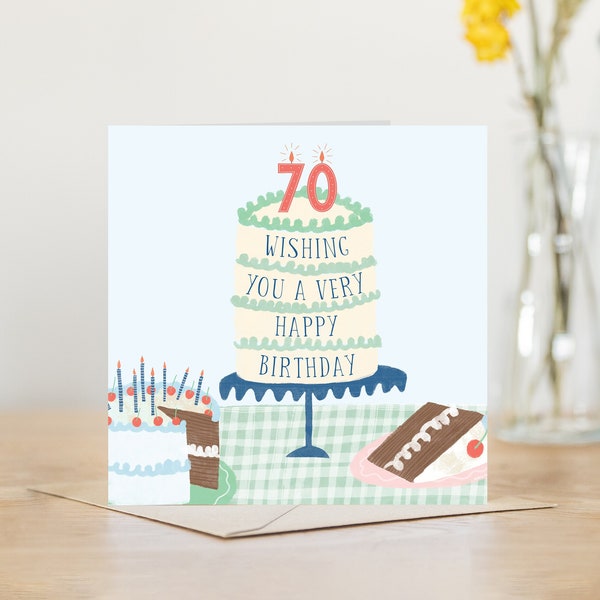 70th birthday card | illustrated 70 birthday card | 70th birthday | happy 70th birthday | happy 70th | 70th card for her or him