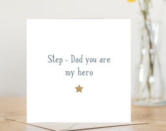 Stepdad you are my hero | fathers day card for father's day | greeting card for stepdad birthday card | simple personalised card