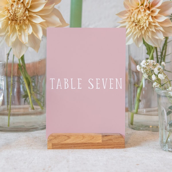 Personalised blush pink table numbers or names with a choice of easel | soft pink wedding decor | modern light pink theme