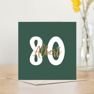 80th birthday card personalised navy or green and gold greetings card for men him husband brother grandparent 80 birthday card eighty Green