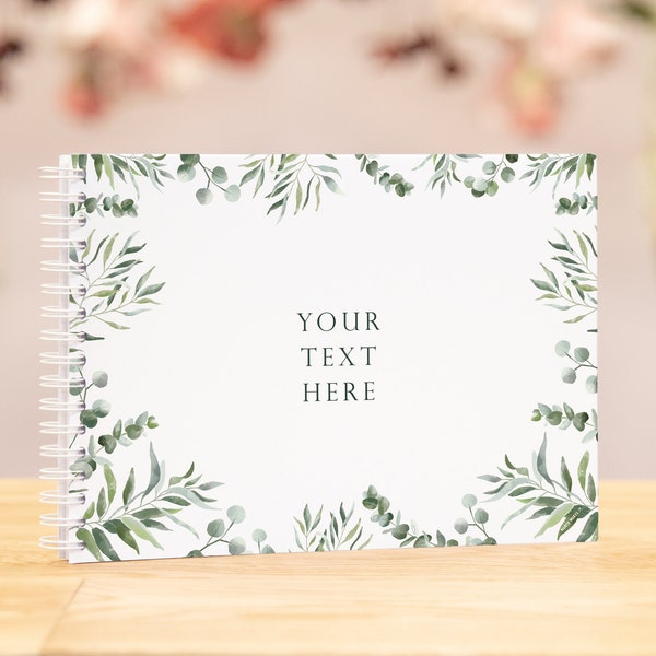 Leaf botanical green guestbook | sage green guestbook | guest book ideas for a garden wedding | gree wedding signing book