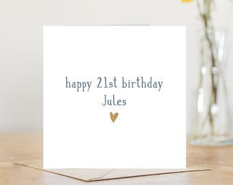 Happy 21st birthday card | personalised card for her 21 | personalised 21st card to go with 21st birthday gift | 21st card twenty one