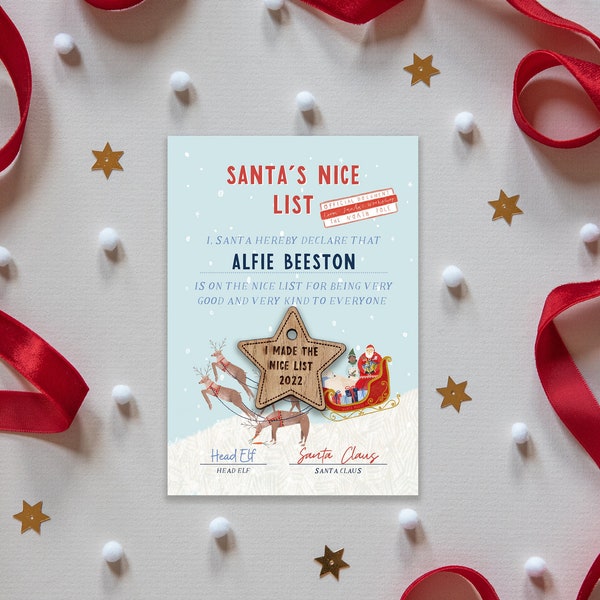 Personalised nice list letter from santa certificate | official nice list certificate | santa nice list for christmas eve box | certificate