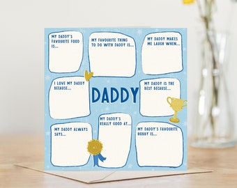 Fill in the blank Daddy fathers day card | father's day card all about my daddy | all about daddy fill in the blanks questionnaire