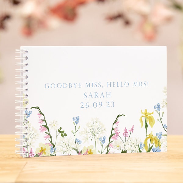 Personalised hen party memory guestbook scrapbook keepsake | hen do decorations | bride to be | bridal shower | wildflower book