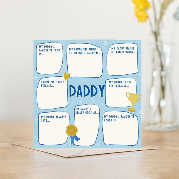 Fill in the blank Daddy fathers day card | father's day card all about my daddy | all about daddy fill in the blanks questionnaire