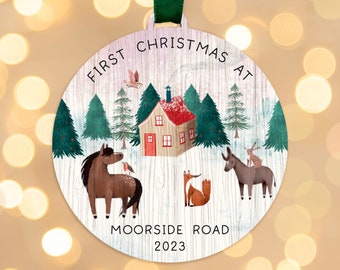 First Christmas at decoration for a first home ornament | New home ornament for our new home | Woodland Christmas ornament new home gift