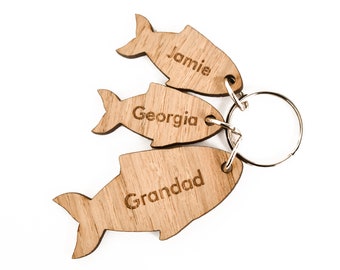 Gifts for Dad Personalised - Fish keying for Daddy Grandad - Fathers day birthday or Christmas - Fishing gift - Fisherman - Keychain