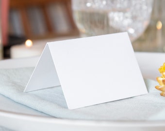 Plain white tented wedding place cards | 25 - 50 or 100 recyclable DIY blank name cards anniversary engagement party or reception / events