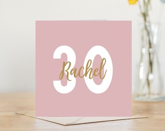 Personalised happy 30th birthday card | pink / green / blue greetings card for her woman daughter granddaughter sister niece | cute birthday