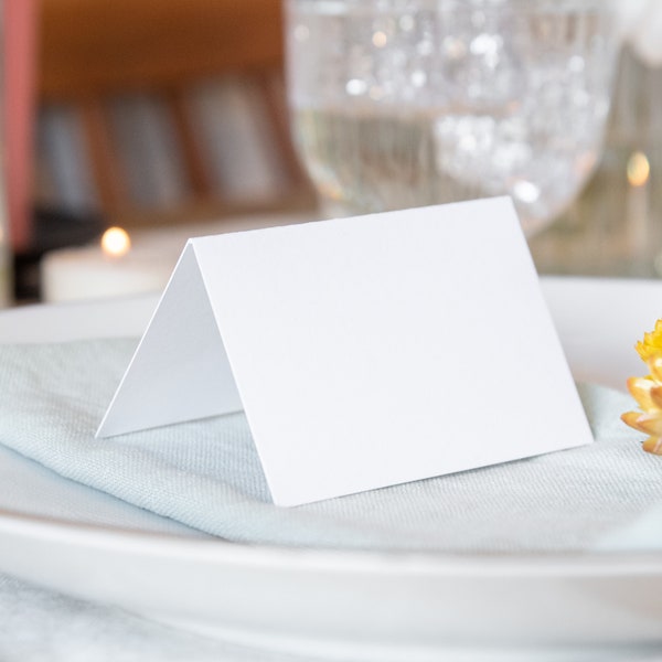 Plain white tented wedding place cards | 25 - 50 or 100 recyclable DIY blank name cards anniversary engagement party or reception / events