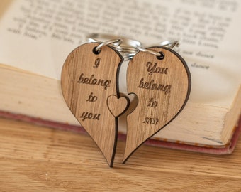 Couples gift keyring, I belong to you, couple keyring, anniversary gift, valentines gift, wedding gift, couples keyring