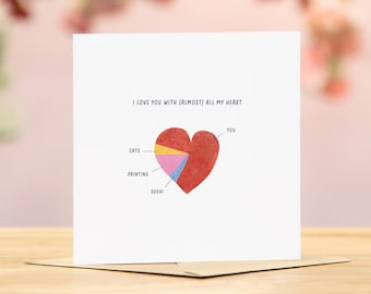 Personalised valentines day card | valentine's day red heart card for her | heart happy valentines's card for valentines gift