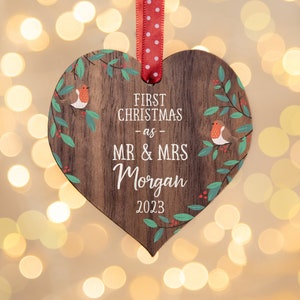 Our first Christmas, first Christmas, christmas ornament, wedding gift, married ornament, personalised, Mr and Mrs, wedding ornament, 11CD image 1