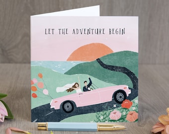 Wedding day card, congratulations card, let the adventure begin, wedding cards, wedding, mr and mrs card, wedding day, card for wedding,