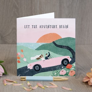 Wedding day card, congratulations card, let the adventure begin, wedding cards, wedding, mr and mrs card, wedding day, card for wedding,