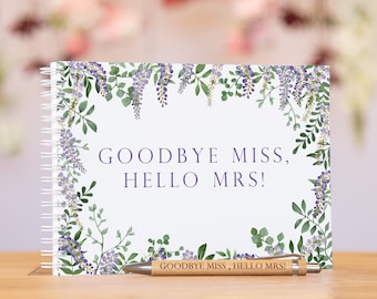 Hen party memory guestbook scrapbook keepsake | hen do decorations | bride to be | bridal shower | botanical book and matching pen