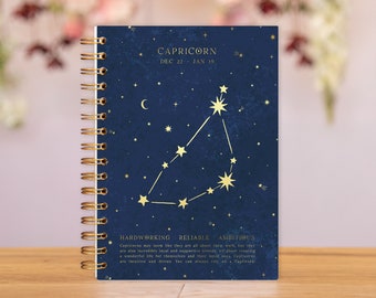 Quaderno Aquarius in lamina d'oro/scelta di segni zodiacali/regalo per il suo compleanno di Natale/prodotto nel Regno Unito