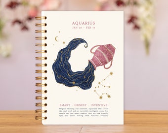 Carnet Verseau style Journal Verseau | Cadeau Verseau pour un anniversaire Verseau | Cadeaux Verseau | cadeau pour l'astrologie Verseau