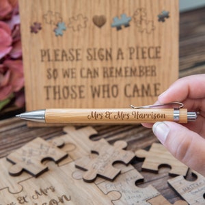 Wooden wedding guest book pen for guestbook | dropbox or puzzle