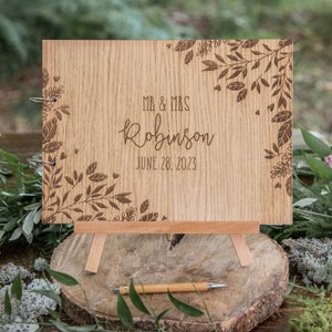 Wedding guest book, guestbook, floral foliage, rustic guest book, guestbook, custom guest book, wedding, alternative, wood wooden PG1