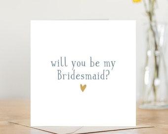 Will you be my Bridesmaid proposal greetings card | gold heart simple proposal card | minimalist wedding | invitations and proposals