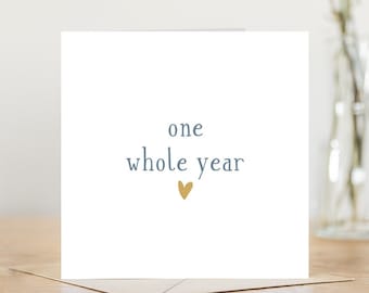 One whole year happy anniversary card | personalised printed with message | for best friend girlfriend boyfriend husband wife