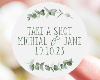 We tied the knot take a shot wedding stickers | personalised wedding favour take a shot stickers | custom  sticker | shot glass labels