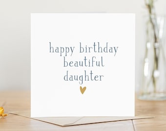 Happy birthday card for daughter - classic beautiful daughter | birthday card for woman | gold heart simple | special girl printed inside