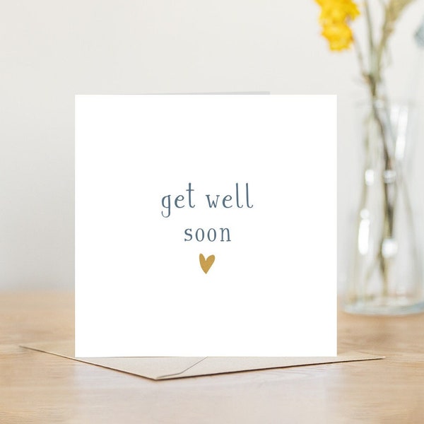 Get well soon card thinking of you | sending love and sympathy | simple speedy feel better soon get well card personalised encouragement