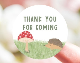Thank you for coming to my party stickers 35 on a sheet - ready to seal party bags, sweetie cones or party decor - woodland