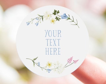 Your text here wedding stickers | custom stickers personalised |  text business labels | party stickers wildflower sticker | botanical