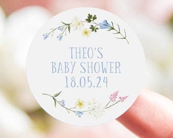 Baby Boy Stickers Baby Shower Favor Bag Circle Sticker Its a Boy