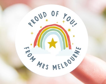 Personalised sticker proud of you stickers | proud stickers | rainbow sticker | teacher sticker | custom stickers | merit sticker sheet