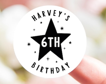 6th birthday sticker personalised | sixth birthday stickers | 6th birthday label birthday party | birthday labels 6th birthday party