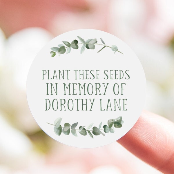 In memory of personalised eucalyptus stickers | memorial stickers | in loving memory seed funeral sticker | custom labels wedding