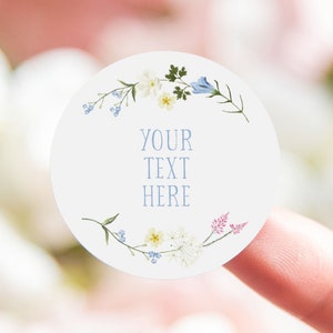 Your text here wedding stickers | custom stickers personalised |  text business labels | party stickers wildflower sticker | botanical