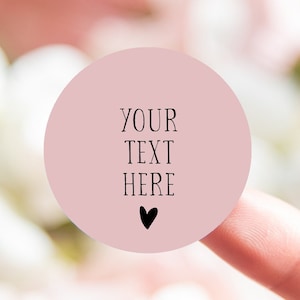 Blush pink your text here wedding stickers | custom stickers personalised | text business labels | party stickers round sticker | pink party