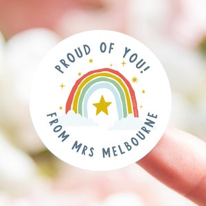 Personalised sticker proud of you stickers proud stickers rainbow sticker teacher sticker custom stickers merit sticker sheet image 1