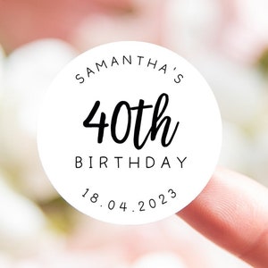 40th birthday sticker personalised | 40 birthday stickers | 40th birthday label birthday party | birthday labels 40th birthday party