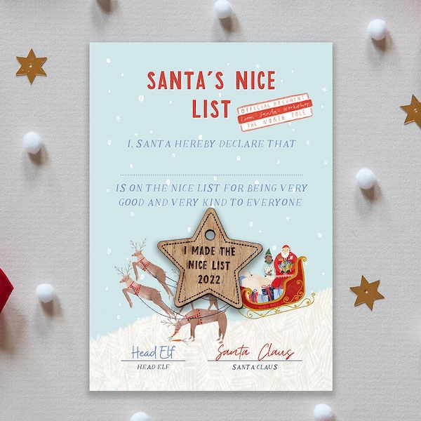 Nice list letter from santa certificate | official nice list certificate | santa nice list for christmas eve box | nice certificate | filler