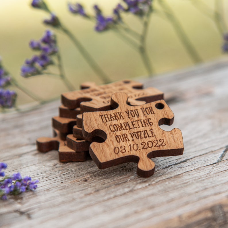 Custom Wedding Favors Puzzle Favors Puzzle Piece Favors Puzzle Decor Puzzle Decorations Puzzle Pieces Wedding Table 10TD image 3