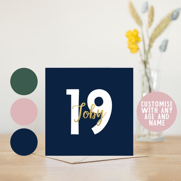 Happy 19th birthday card | 19 personalised card for 19th birthday | nineteenth birthday 19 years old kids birthday card nineteen